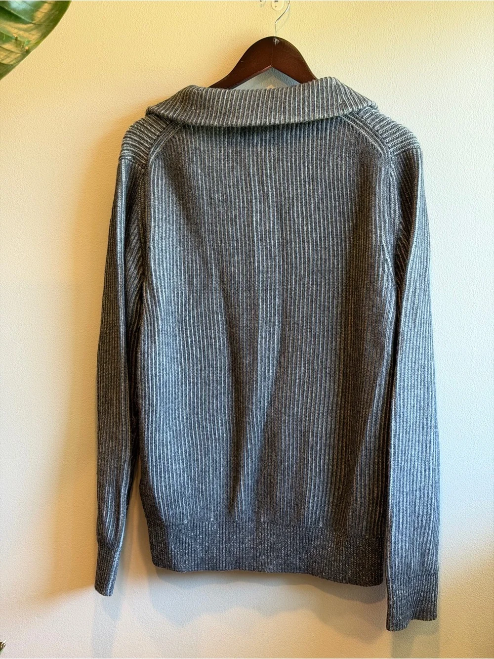 NWT BANANA REPUBLIC RIBBED MERINO HALF-ZIP SWEATER GRAY SMALL